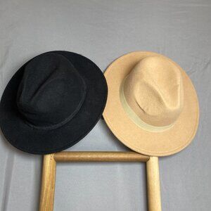 Womens Fall Hats. Black and Tan. One Size Fits All. Adjustable fit.